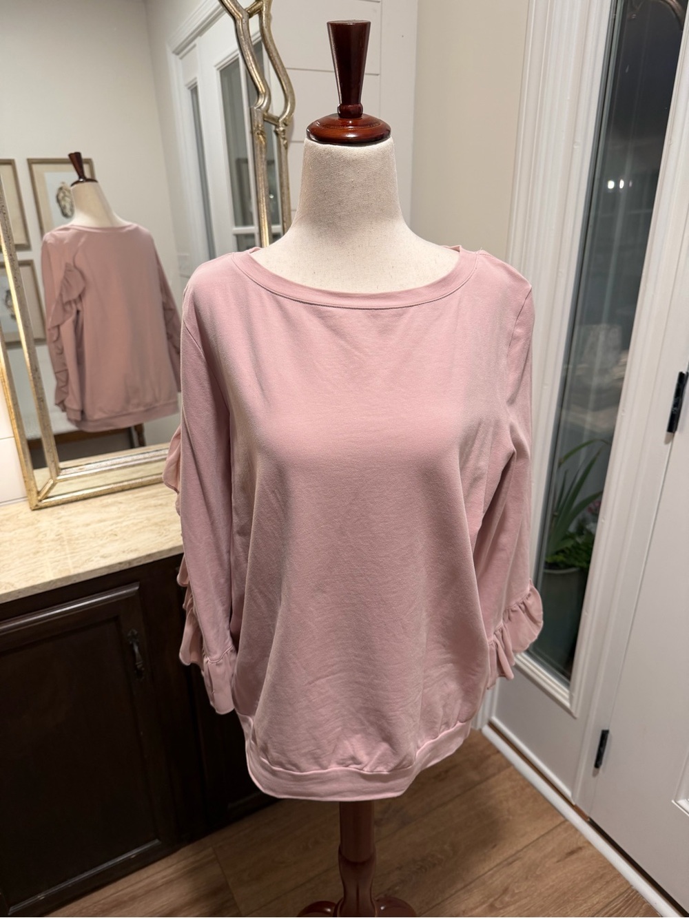 Joy Joy Dusty Pink Ruffle Sleeve Sweatshirt